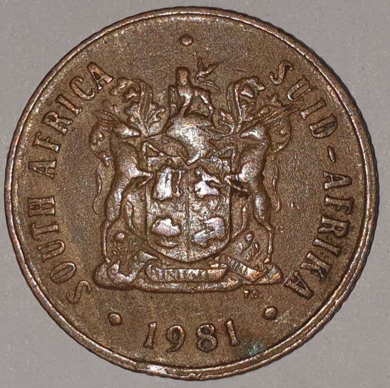 1981 - 2 CENT COIN (TWO CENT COIN) - RSA - BRONZE - KM#83 - BILINGUAL LEGEND - WILDEBEEST
